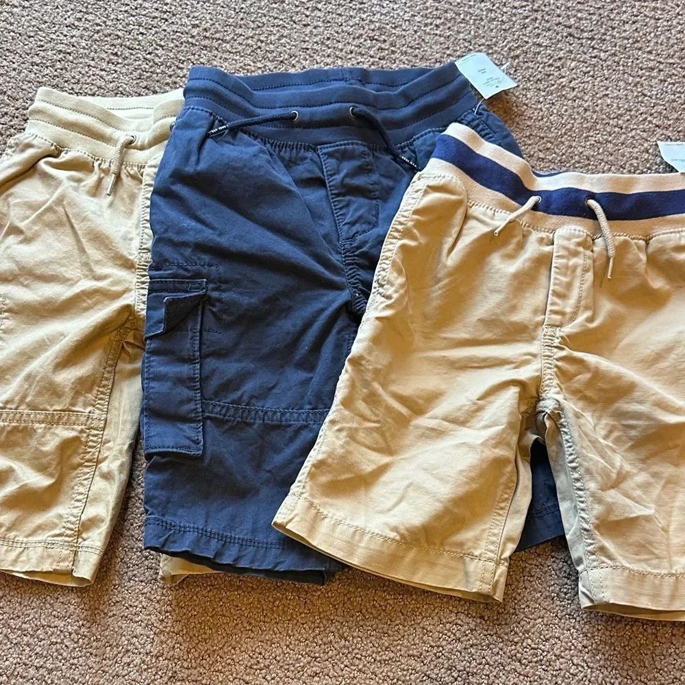 GAP Boys (3) Pairs of Casual Pull-On Shorts in Navy Blue and Tan Size XS (4-5)